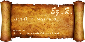Szitár Reginald névjegykártya